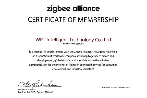 ZigBee协会成员证书